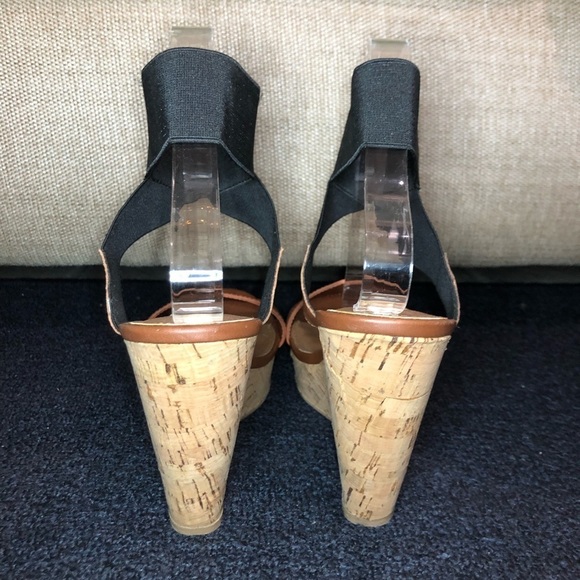 Steve Madden Roperr Brown & Black Strap Cork Wedges Size 7.5 - Picture 7 of 10